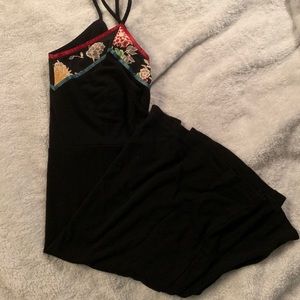 Black Dress with Floral Neckline